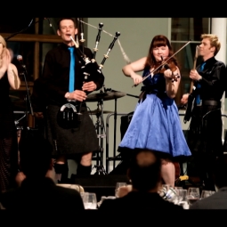 Tartanium rock bagpipes and fiddle at the Museum